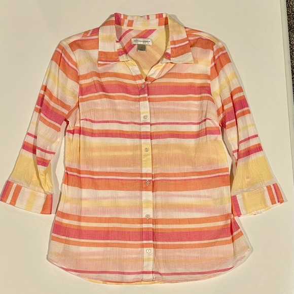 Christopher & Banks Multicolor Striped Button-Up Shirt, Women's M - Picture 4 of 10